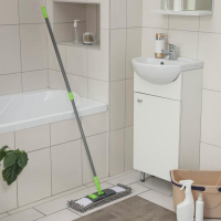 Швабра для мытья пола плоская Доляна, окрашенный телескопический черенок, микрофибра букля, 42&times;12&times;73(124) см