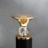 Подсвечник металл на 1 свечу "Колонна с кристаллами" чёрный с золотом 36х12х12 см Подсвечник металл на 1 свечу "Колонна с кристаллами" чёрный с золотом 36х12х12 см