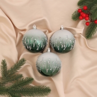 Набор шаров пластик d-8 см, 3 шт "Акселл" зелёно-белый Набор шаров пластик d-8 см, 3 шт "Акселл" зелёно-белый