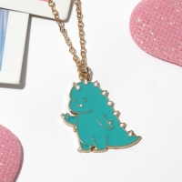 Кулон детский &laquo;Выбражулька&raquo; дракончик, цвет зелёный в золоте, 40 см