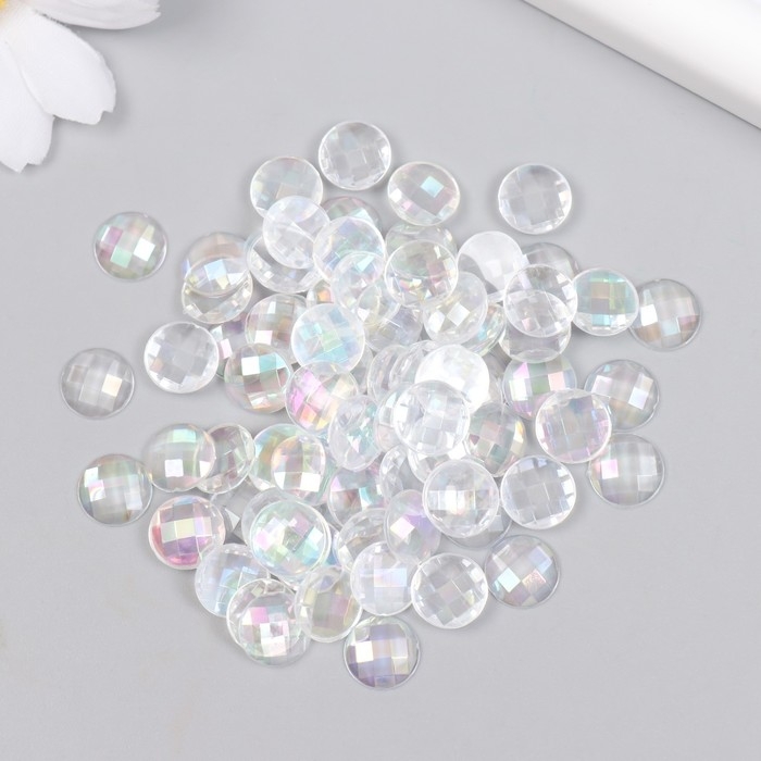 Декор для творчества пластик Декор для творчества пластик "Страза круглая с гранями. Перламутр" набор 100 шт 1х1 см