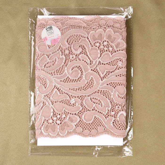 Кружевная эластичная ткань, 170 мм &times; 2,7 &plusmn; 0,5 м, цвет розово-бежевый