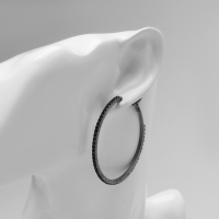 Серьги-кольца &laquo;Классика&raquo; новая d= 5 см, цвет чёрный в серебре