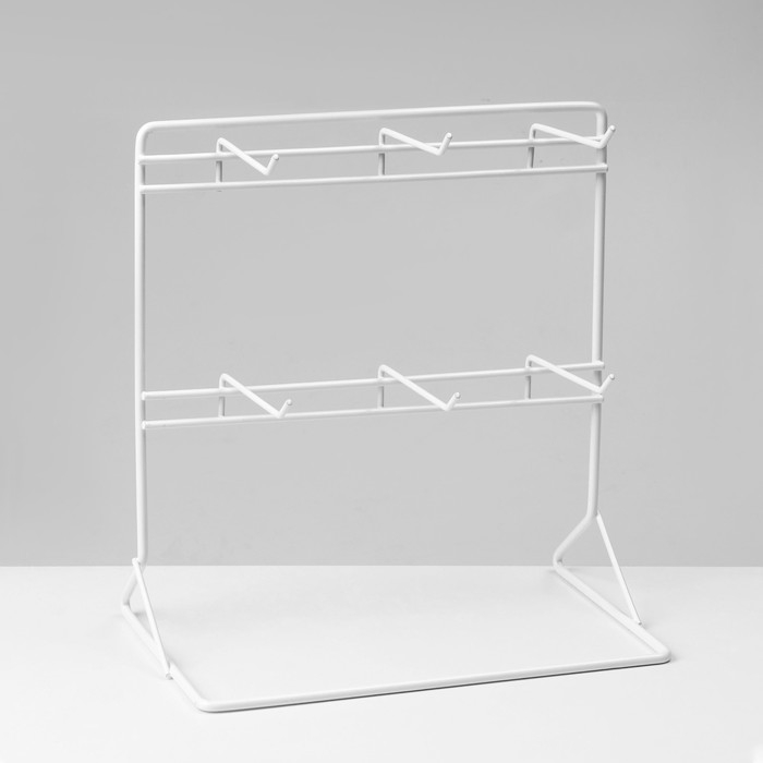 Подставка для украшений «Стойка настольная», 6 крючков 9 см, 25×15×26,5 см, цвет белый Подставка для украшений «Стойка настольная», 6 крючков 9 см, 25×15×26,5 см, цвет белый