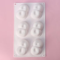 Форма для муссовых десертов и выпечки Доляна &laquo;Вишенки&raquo;, 29,8&times;17,2&times;4,2 см, 6 ячеек (8&times;5 см), цвет белый