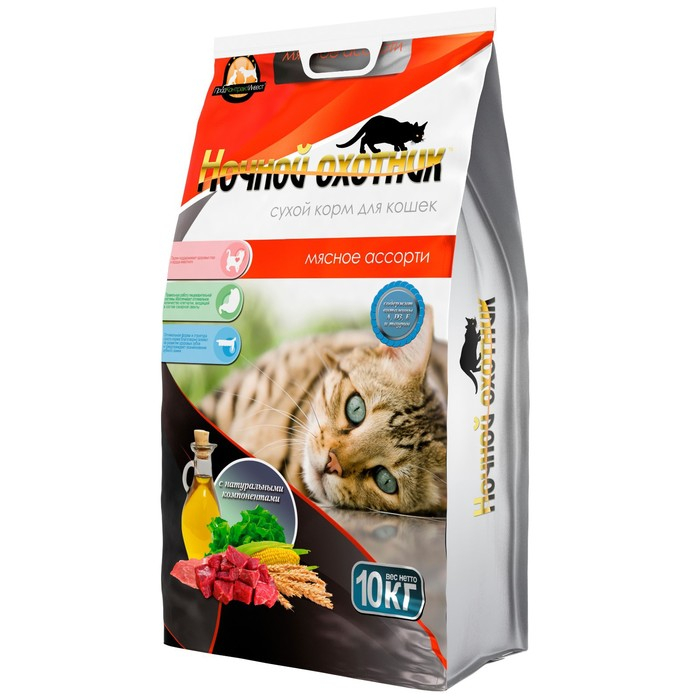 Сухой корм Сухой корм "Ночной охотник" Премиум для кошек, мясное ассорти, 10 кг