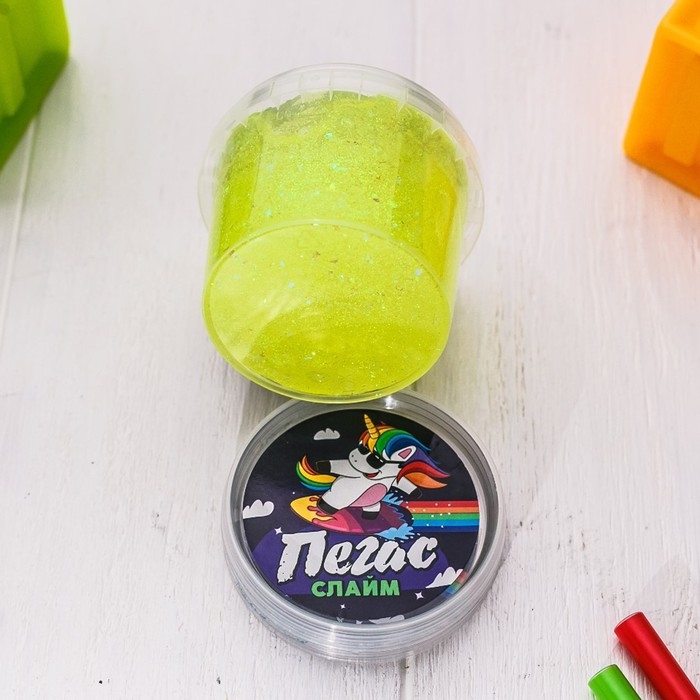 Слайм &laquo;Пегас&raquo; Битое стекло, Жёлтый, 90 г