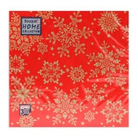 Новый год. Салфетки бумажные Home Classic "Золотые снежинки на красном", 3 слоя,33x33, 20 листов