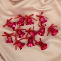 Украшение ёлочное "Колокольчики с узором и бантиком" (набор 12 шт) 2 см, красный Украшение ёлочное "Колокольчики с узором и бантиком" (набор 12 шт) 2 см, красный