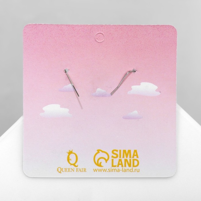 Серьги ассорти &laquo;Радость&raquo; облака в коронах, цвет розово-голубой в серебре
