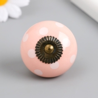 Ручка для шкатулки керамика, металл "Горошек на розовом" 4,1х4,1х6 см Ручка для шкатулки керамика, металл "Горошек на розовом" 4,1х4,1х6 см