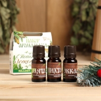 Набор эфирных масел 3 шт по 10 мл "С Новым годом! С легким паром!", эвкалипт, мята, пихта Набор эфирных масел 3 шт по 10 мл "С Новым годом! С легким паром!", эвкалипт, мята, пихта