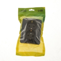 Розетка двухместная Luazon Lighting "Орион", 16 А, скрытая, с з/к, черная