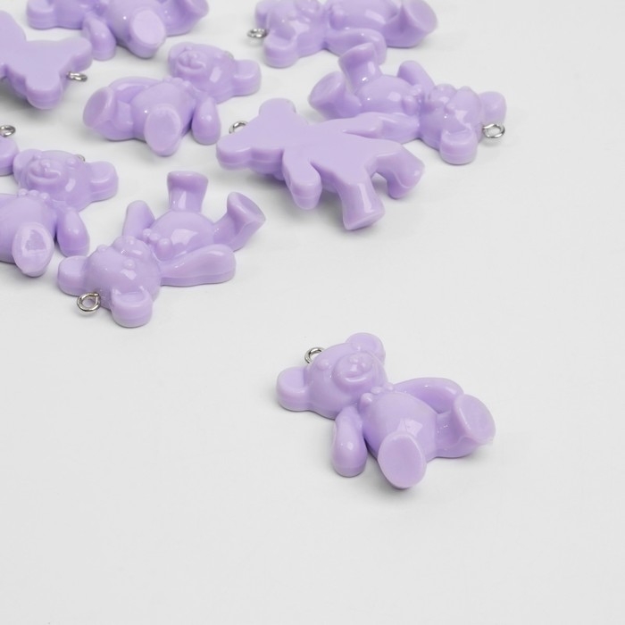 Бусина &laquo;Мишка&raquo; 3,4&times;2,4&times;1 см, (набор 10 шт.), цвет светло-сиреневый