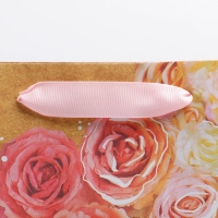 Пакет подарочный горизонтальный крафтовый, упаковка, &laquo;Цветочное настроение&raquo;, ML 27 х 23 х 11,5 см