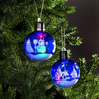 Набор ёлочных шаров &laquo;Зимний пейзаж&raquo; 2 шт., батарейки, 1 LED, свечение RGB
