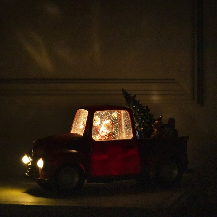 Светодиодная фигура &laquo;Машина с подарками&raquo; 28 &times; 18.5 &times; 12 см, пластик, батарейки ААх3 (не в комплекте), USB, свечение тёплое белое