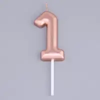 Свеча в торт &laquo;Европейская&raquo;, цифра 1, 6 см, розовое золото