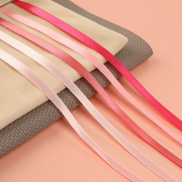 Набор атласных лент, 5 шт, размер 1 ленты: 6 мм &times; 23 &plusmn; 1 м, цвет розовый спектр