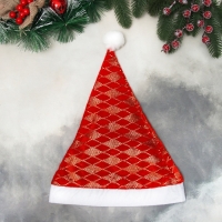 Колпак новогодний "Праздничные ромбы" 28х39 см, красный Колпак новогодний "Праздничные ромбы" 28х39 см, красный