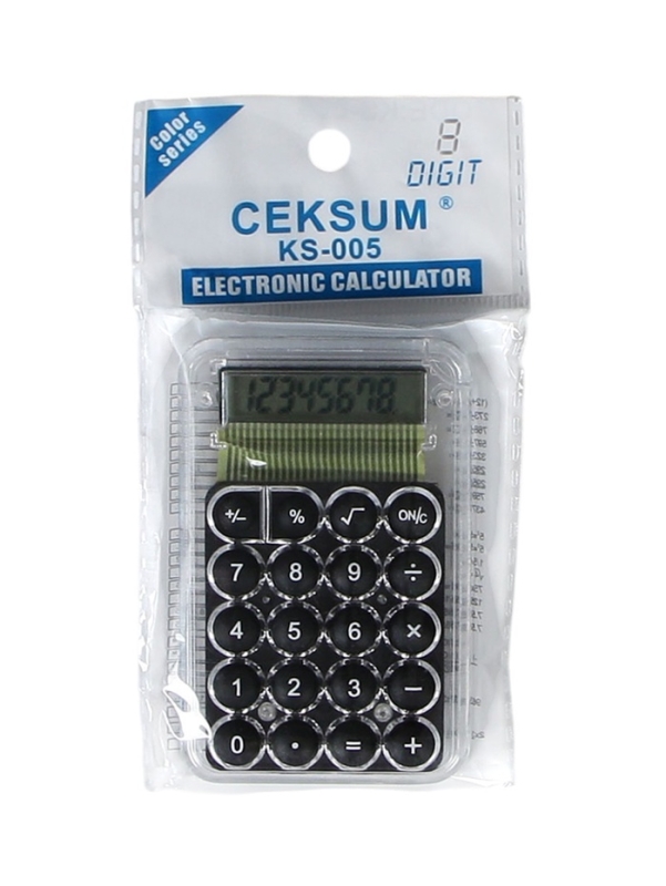 Калькулятор настольный 08-разрядный, KS-005, прозрачный корпус, черные кнопки