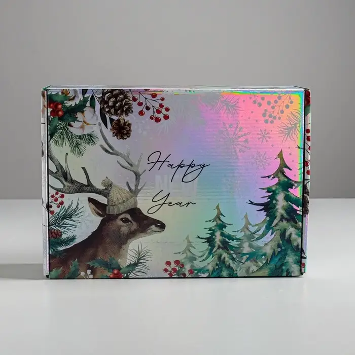 Коробка подарочная новогодняя складная &laquo;Happy New Year&raquo;, 30,5 х 22 х 9,5 см, Новый год
