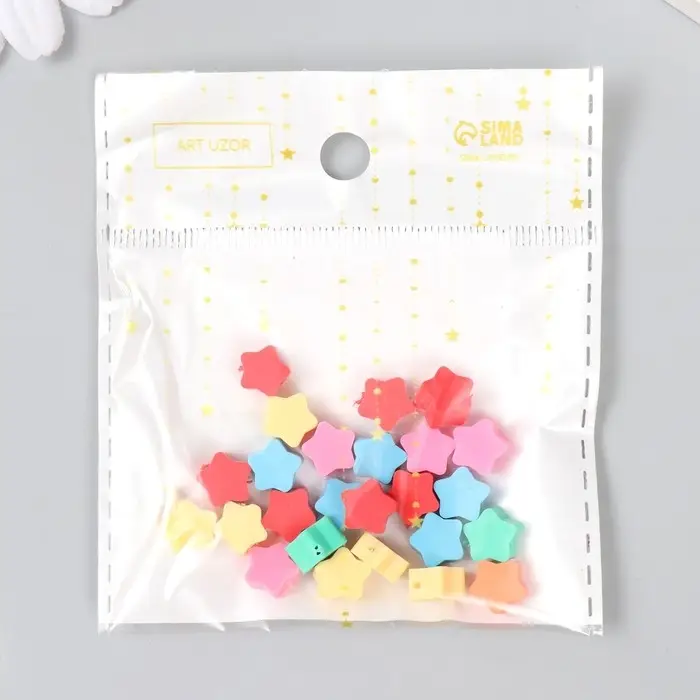 Набор бусин для рукоделия и плетения &laquo;Арт Узор. Яркие звёздочки&raquo;, 25 шт., 0.5&times;0.9&times;0.9 см