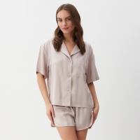Пижама женская (рубашка и шорты) KAFTAN SILK "Полоска" р.44-46, бежевый Пижама женская (рубашка и шорты) KAFTAN SILK "Полоска" р.44-46, бежевый