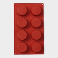 Форма силиконовая для выпечки Доляна &laquo;Фигуры.Круг&raquo;, 29&times;17&times;2,7 см, 8 ячеек (5,8&times;2,7 см), цвет коричневый