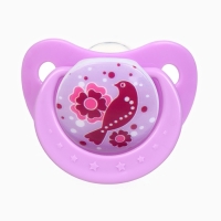 Пустышка ортодонт., с колпачком и держателем, от 0 мес., цвет Фиолет / Роз