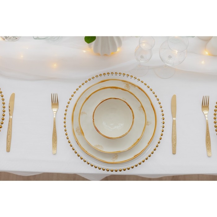 Тарелка фарфоровая Доляна Organic Gold, d=27,5 см, цвет белый