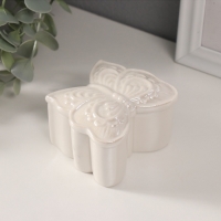 Шкатулка керамика "Бобочка фигурная" белый перламутр 7,3х7,3х4,5 см Шкатулка керамика "Бобочка фигурная" белый перламутр 7,3х7,3х4,5 см