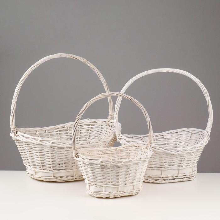 Набор корзин плетеных, ива 48&times;36&times;h=21/17(50), 41&times;30&times;h=19,5/16(45), 34&times;24&times;h=18/15(40), 3шт