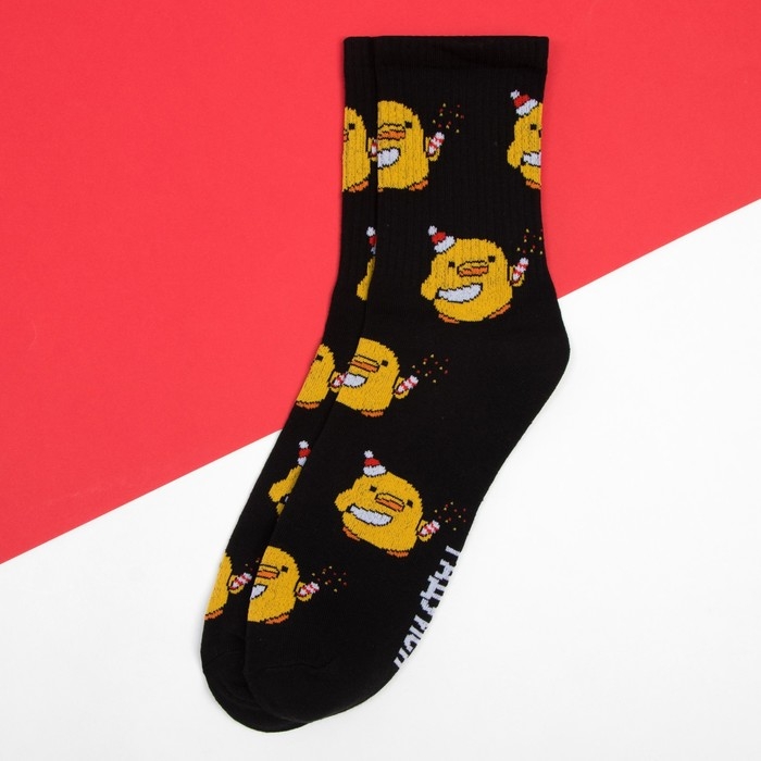 Носки новогодние мужские KAFTAN Носки новогодние мужские KAFTAN "Веселись" размер 41-44 (27-29 см), цвет чёрный