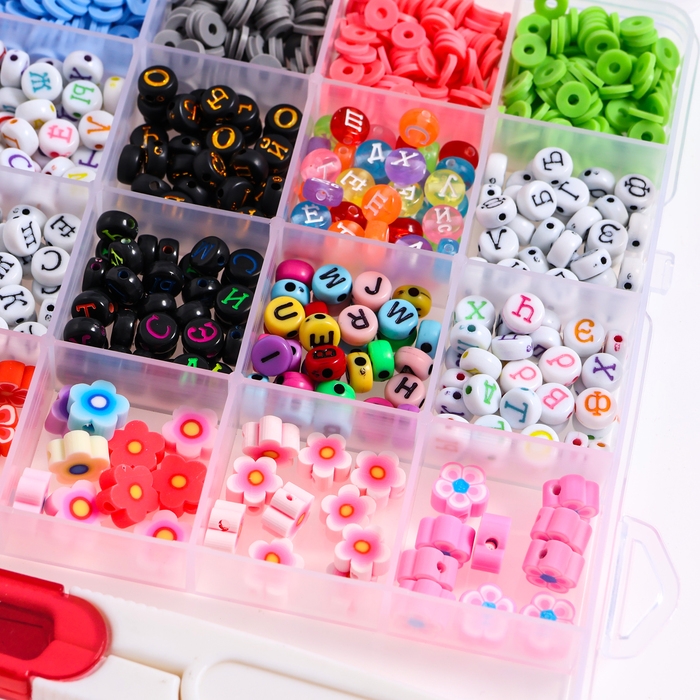 Набор для создания украшений &laquo;Азбука&raquo;, набор 26 видов бусин, 2 лески, пинцет, фурнитура