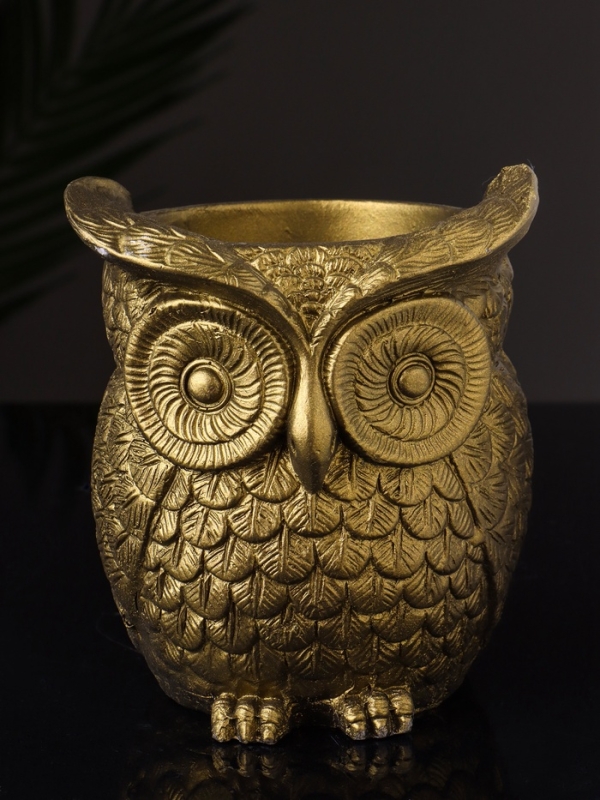 Кашпо "Совушка" 11х10х10 см, цвет латунь