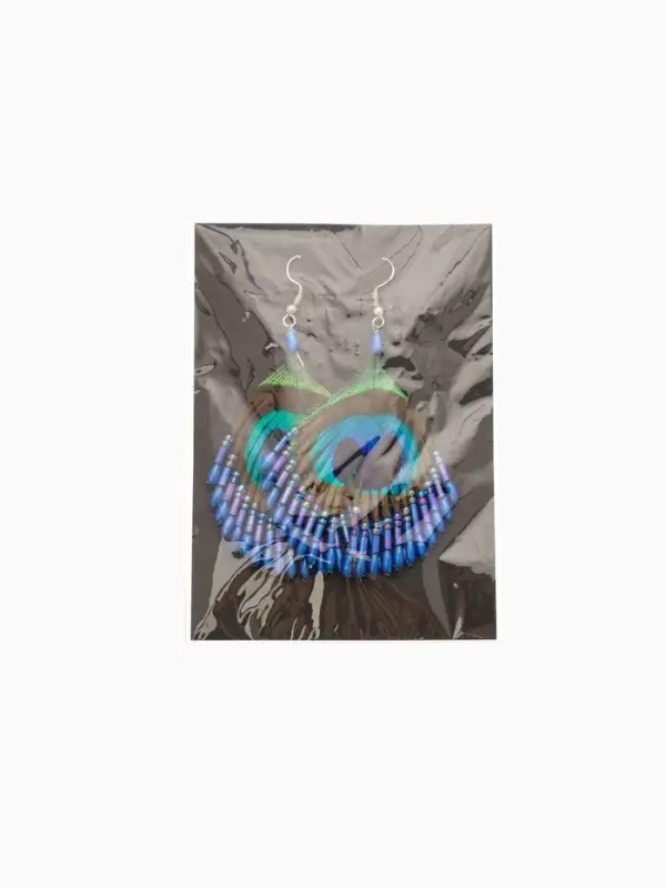 Серьги "Павлин" 5х8 см, цв. синий