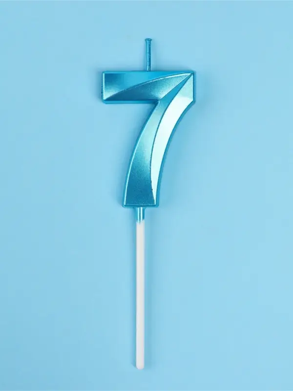 Свеча в торт на шпажке &laquo;Грань&raquo;, цифра 7, голубая, 5 см