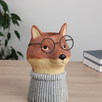 Ваза керамика настольная "Лиса в очках" 14х14х22 см