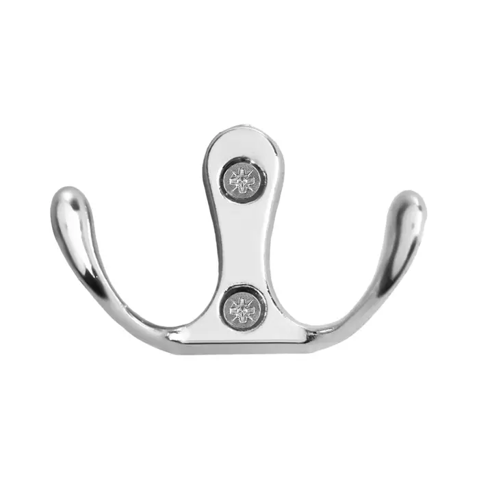 Крючок мебельный ТУНДРА TKd=005, двухрожковый, хром, 5 шт.