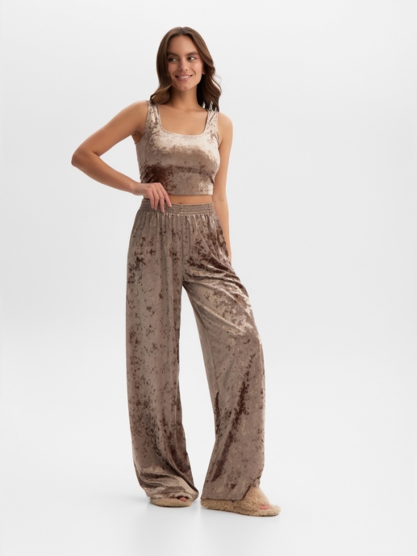Брюки домашние KAFTAN Velvet 44-46, кофейный