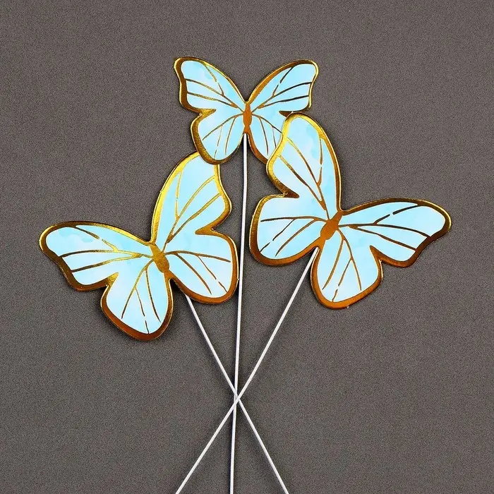 Топпер для торта &laquo;Бабочки&raquo; 11 шт., голубой