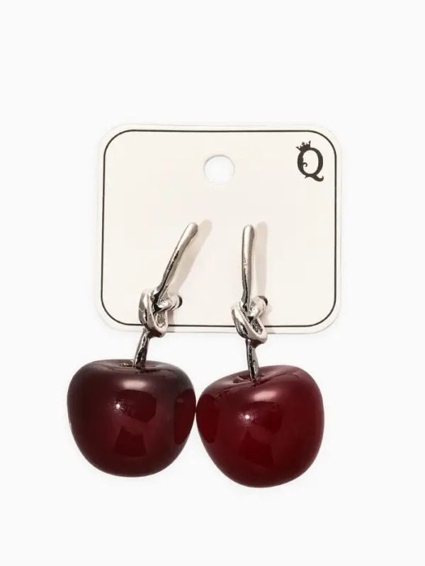 Серьги "Вишня" узел, цвет бордовый в серебре