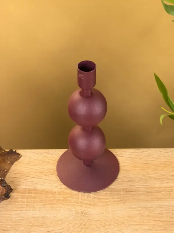 Подсвечник на 1 свечу "Баклажан" с 2 сферами 8,5х8,5х18 см