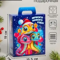 Подарочная коробка Новогодняя Презент &laquo;Диско&raquo; с анимацией, для сладких подарков, 15.5&times;7&times;19 см