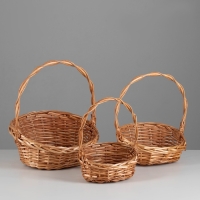Набор корзин, 27x23x7/13x30, 23x19x6/11x25, 17x12x7/9x21 см, ива, медовый Набор корзин, 27x23x7/13x30, 23x19x6/11x25, 17x12x7/9x21 см, ива, медовый