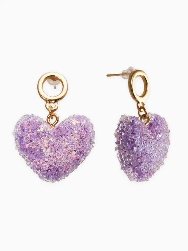Серьги "Сердце сахарное", цвет фиолетовый в золоте