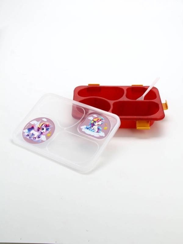 Ланч - бокс с 4 секциями &laquo;Единорог&raquo;, 23 х 17 х 5,5 см, розовый