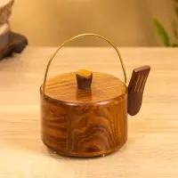 Подставка под горячее "Чайник" с золотыми вставками (набор 6 шт), 10х12х8 см,  дерево шишам