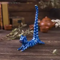 Сувенир дерево "Кошка синяя под кольца" 13х3х14 см